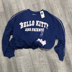 Hello Kitty Navy Sweatshirt with Pink Accents cropped bubble hem